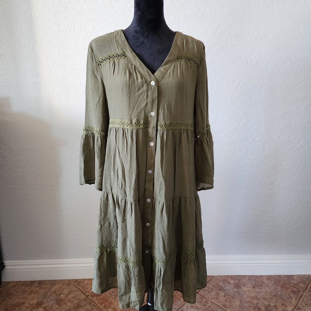 Indigo Rose button up dress, size XL
